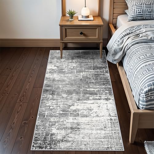 2x6 Abstract Kitchen Runner Rug (2' x 6' (Rectangular) / Black/Grey)