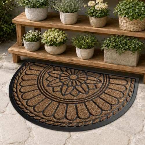 Half Round Door Mat (Brown / 2'8" x 3'11" (Semicircular))