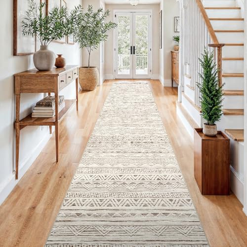 3x15 Runner Rug Washable Moroccan (Beige / 3' x 15')
