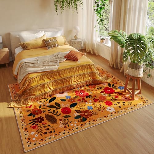 Area Rug 6x9 Washable (Yellow Orange / 6' x 9' (Rectangular))