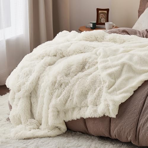 Faux Fur Fluffy Sherpa Throw Blanket Couch Twin Cream 60"x80" (02- Cream / Twin (60" X 80"))