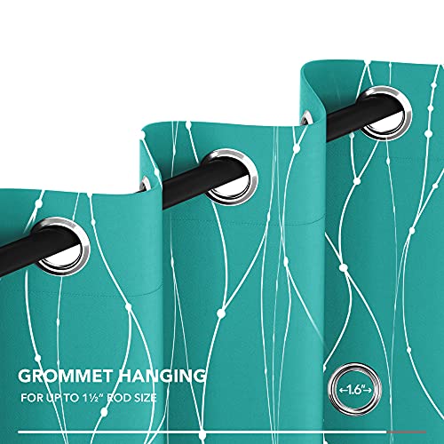 Living Room Curtains 84 Inches Long (Turquoise/Wave Dots / 52"W x 84"L (Pack of 2))