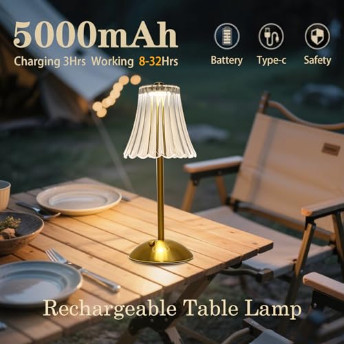 2 Pcs Cordless Rechargeable Table Lamp (Amber / Large)
