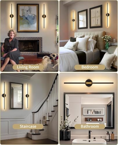 40" Battery Operated Wall Sconce Set of 2 (Black Gold / 40 Inch (2 Pack))