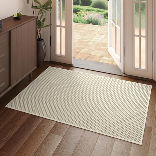 Indoor Front Door Mat Entryway Rug Non Slip Washable Beige 2x3 ft (Beige / 2' x 3')