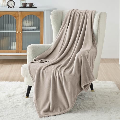 GentleSoft Fleece Throw Blanket for Couch Oxford Tan (Oxford Tan / Throw XL (50" X 70"))