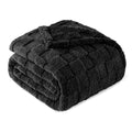 3D Checkered Fleece King Blanket for Bed (Black / King (104"x90"))