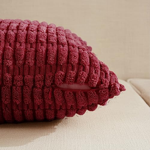 4 Packs Decorative Throw Pillow Covers for Living Room Couch Bed (20" x 20" (Pack of 4) / Burgundy)