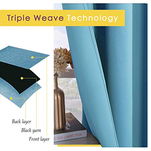 Blackout Draperies Curtains for Kids Room (Teal Blue / 70"W x 84"L (Pack of 2))