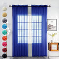 Solid Sheer Rod Pocket Curtain Voile Draperies 2 Panels White Beige Black Grey Coffee 52 Inch Width 54 Inch Long 1 Pair for Kitchen Bedroom Children Living Room Yard (Blue Sapphire / 52"W x 54"L (Pack of 2))