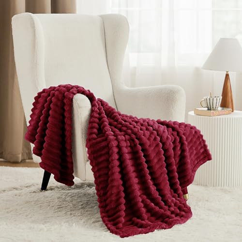 Soft Throw Blanket for Couch Decor Gifts Deep Red 50"x60" (Deep Red / Throw)