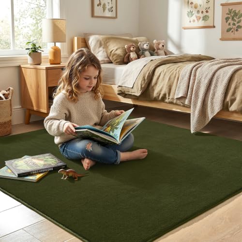 5x5 Square Area Rug for Bedroom Living Room (5' x 5' (Square) / Olive Green)