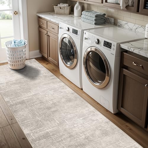 Abstract 2x10 Kitchen Rug Runners (2' x 10' (Rectangular) / Beige/Cream)
