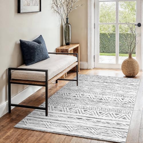 3x4 Area Rug Washable Moroccan (Grey / 3' x 4')