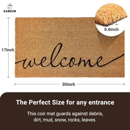 Coco Coir Door Mat with Heavy Duty Backing (Welcome1 - 2pack)