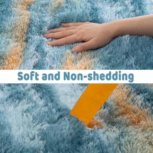 Soft Runner Rugs for Bedroom Hallways (2' x 4' (1 pc) / Abstract Blue)