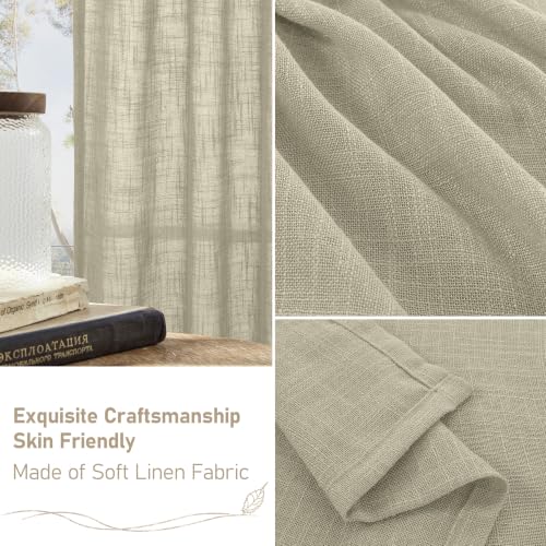 102 Inches Long Linen Curtains for Living Room Bedroom 2 Panels (Oatmeal / 52"W x 102"L (Pack of 2))