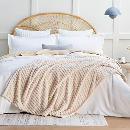 Turtle Shell Throw Blanket Beige for Couch Gentle Soft Fleece (Beige / Throw)