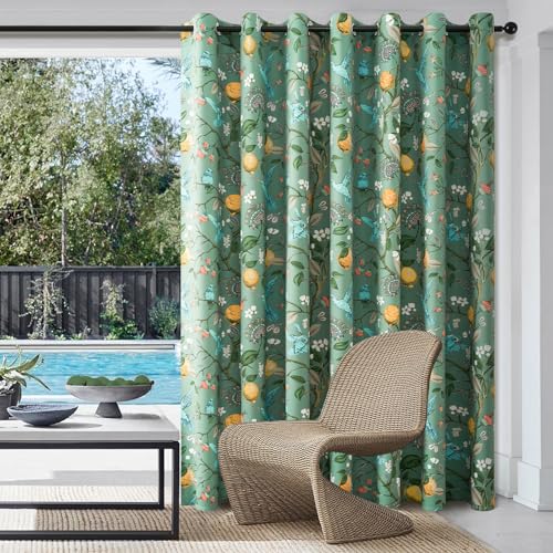 Sliding Door Patio Floral Curtains & Drapes (Sage Green / 100"W x 84"L (Pack of 1))