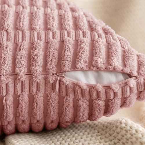 Corduroy Decorative Throw Pillow Covers 20x20 Blush Pink Pack of 2 (Blush Pink / 20" x 20" (Pack of 2))