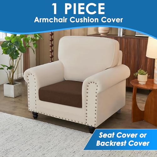 1 Piece XL Stretch Couch Cushion Covers Individual Sofa Slipcovers (Single XL Seat Cushion/Backrest / Coffee)