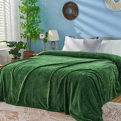 Fleece Queen Blanket for Bed (A-green / Full/Queen-90x90 IN)