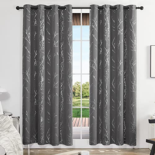 Living Room Curtains 95 Inches Long (Light Grey/Tree Branch / 52"W x 95"L (Pack of 2))
