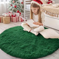 Dark Green Round Rugs for Bedroom (4 Ft Round / Dark Green)