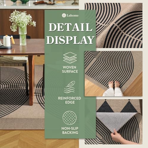 Modern Rainbow Easy Jute Rug (3' x 5' (Rectangular) / Nature/Black Rainbow)