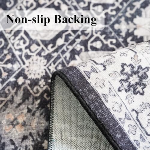 Washable 3x4 Entryway Area Rugs (3x4 / Black/Navy)