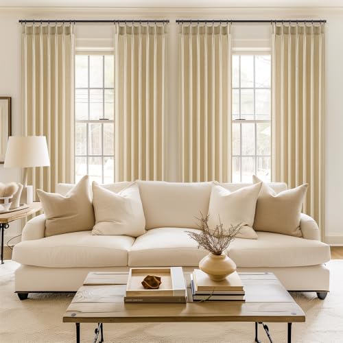 Pinch Pleated Curtains 90 Inches Long 2 Panels Set (Natural Linen / 40"W x 90"L (Pack of 2))