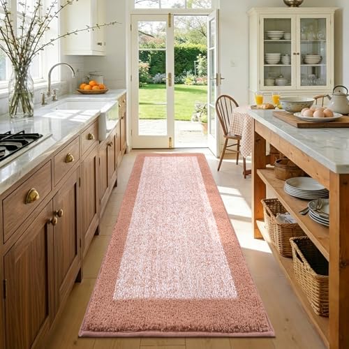 60x24 Long Bathroom Rugs Non Slip Washable (Pink / 2' x 5' (Rectangular))