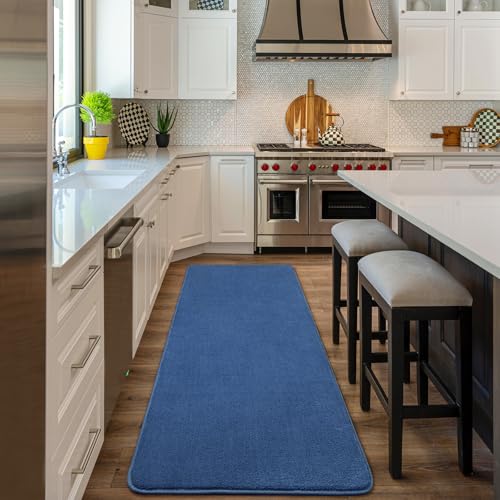 Modern Soft Hallway Runner Rug (2' x 10' (Runner) / Blue)