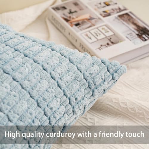 Pack of 2 Corduroy Decorative Throw Pillow Covers 20x20 Inch (Sky Blue / 20" x 20" (Pack of 2))
