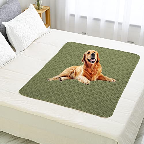 Waterproof Dog Bed Cover Pet Blanket for Furniture Bed Couch Sofa Reversible (40x50 Inch (Pack of 1) / Green+navy Blue)
