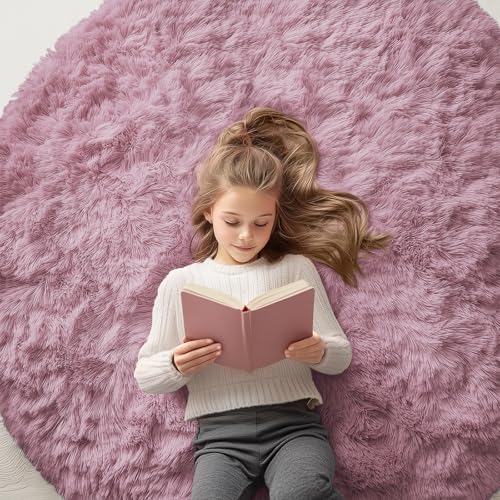Blush Round Rugs for Bedroom (5 Ft Round / Blush)