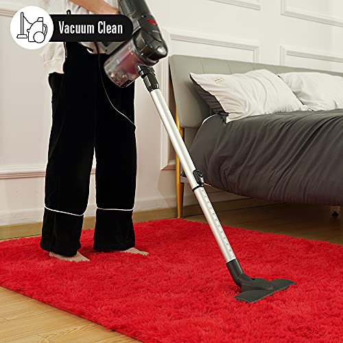 Premium Soft Fluffy Area Rug Modern Shag Carpet (3' x 5' (Rectangular) / Red)