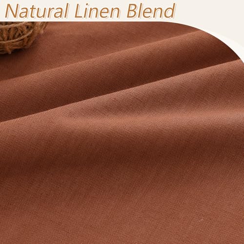 Extra Long 100% Blackout Terracotta Linen Curtains 108 Inches (Terracotta / 52"W x 108"L (Pack of 2))