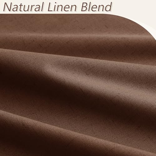 100% Blackout Curtains 72 Inch Length 2 Panels Set for Living Room Bedroom Back Tab Thermal Insulated Black Out Linen Drapes Room Darkening Window Curtains 72 Inches Long (Rustic Brown / 52"W x 72"L (Pack of 2))