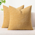 Soft Chenille Throw Pillow Covers Beige Yellow 20x20 Inch Pack of 2 (20" x 20" (Pack of 2) / Beige Yellow)