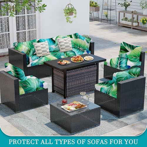 12 Pcs Outdoor Cushion Covers (Green Leaf / 12PCS)