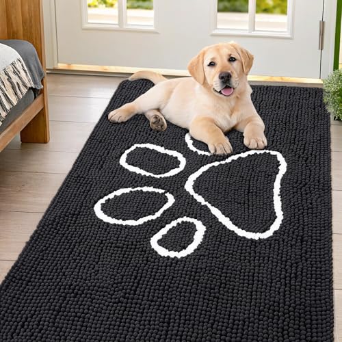 Dog Door Mat for Muddy Paws (54"X32" / Black and White)