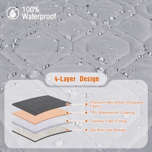 Waterproof Recliner Couch Covers Washable (Light Gray / Oversized 2 Seater)