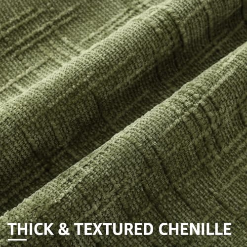 Textured Chenille Throw Pillow Covers 22x22 Set of 2 Olive Green (Olive Green / 22" x 22" (Pack of 2))