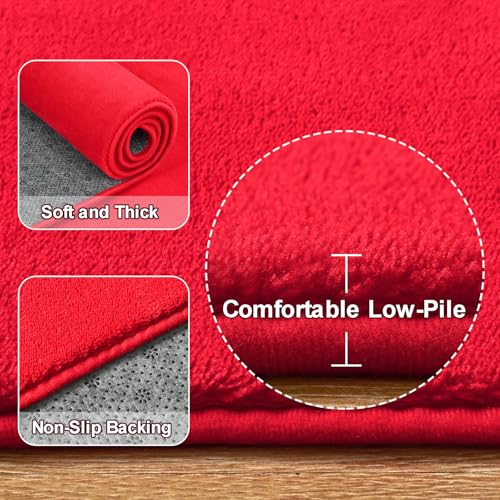 Red Round Area Rug 5ft Washable Circle Rugs for Bedroom Living Room (5' (Round) / Red)