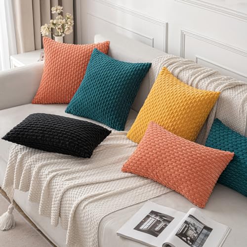 Decorative Throw Pillow Covers 20x20 Teal Blue Textured Corduroy (20" x 20" (Pack of 2) / Teal Blue)