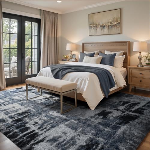 6x9 Ft Large Shag Rugs for Living Room Decor (Ca Blue 5sm12 / 6' X 9' (Rectangular))