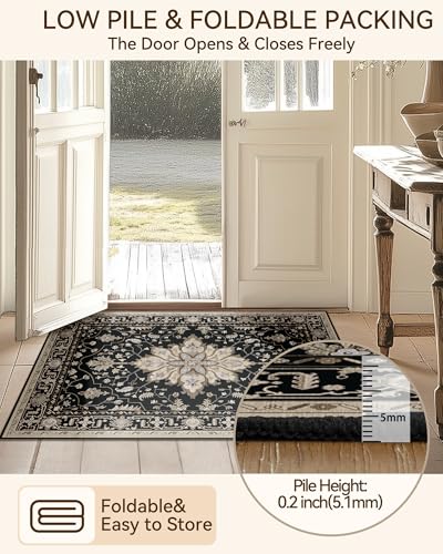 Washable Area Rug (Black/Neutral / 2' x 6' (Rectangular))