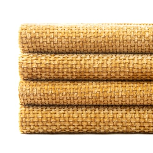 Soft Decorative Chenille Pillow Covers Gold 20x20 Pack of 4 (20" x 20" (Pack of 4) / Gold)