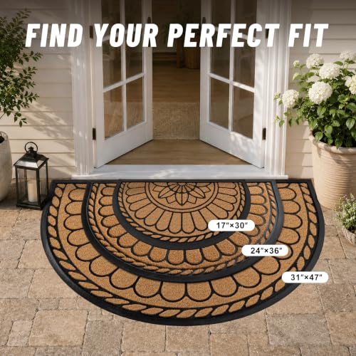 Half Round Door Mat (Yellow / 2'8" x 3'11" (Semicircular))